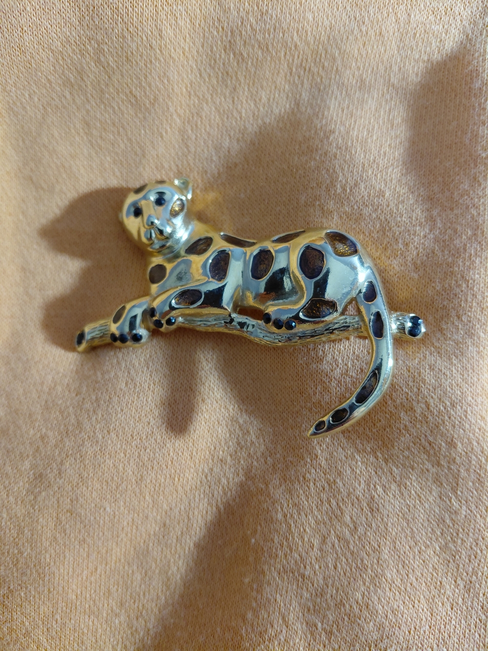 Premier Designs Gold-Tone Leopard Brooch with Brown Spots